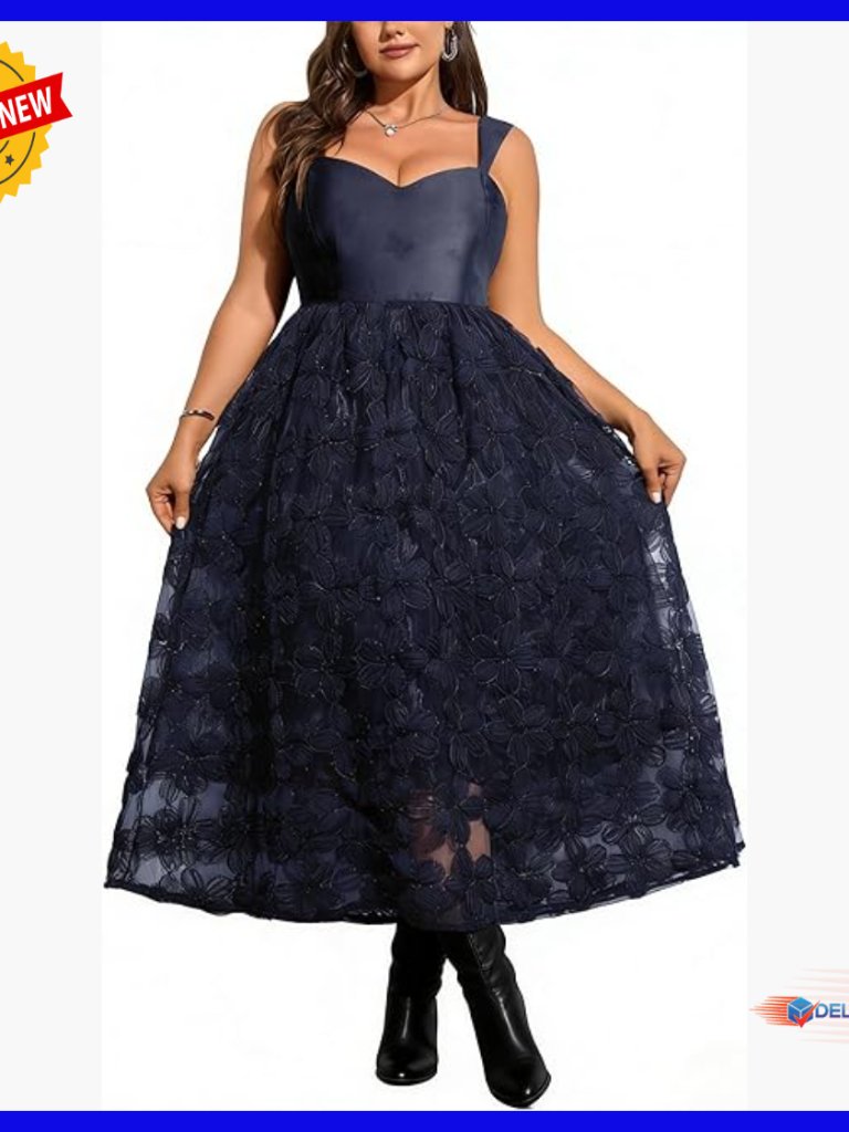 Plus Size Cocktail Dress A-Line Floral Embroidered Formal Wedding Guest